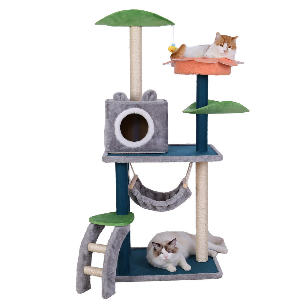 Cat play tree Cat Ear-shaped House Cute Design Cat Scratcher tower Cat Hammock Sleeping Bed