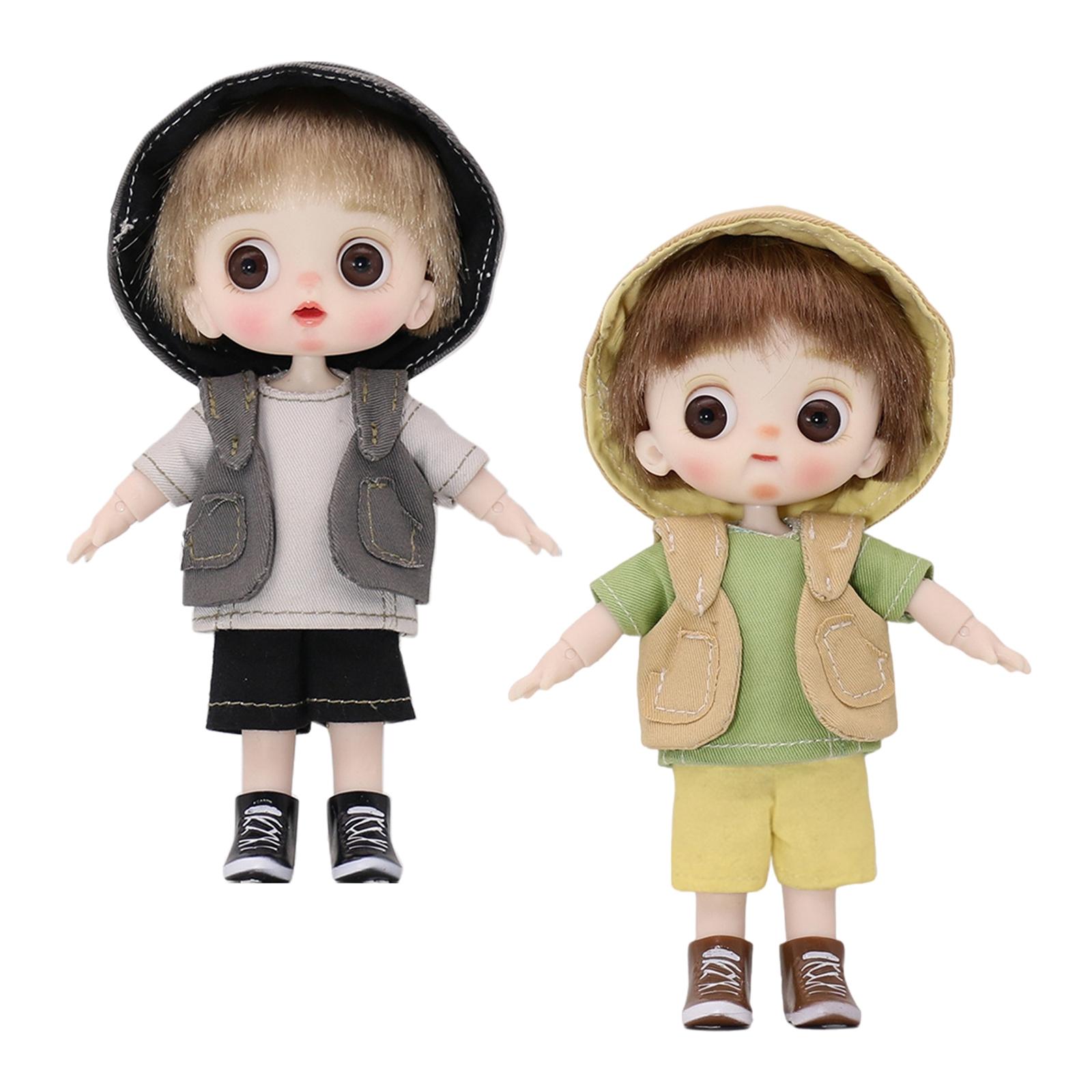 Flexible Movement BJD Doll, Boy 5.5 in DIY Toys Kids Pretend 12 Movable Joints Ball Jointed Doll for Gift Parties Birthday