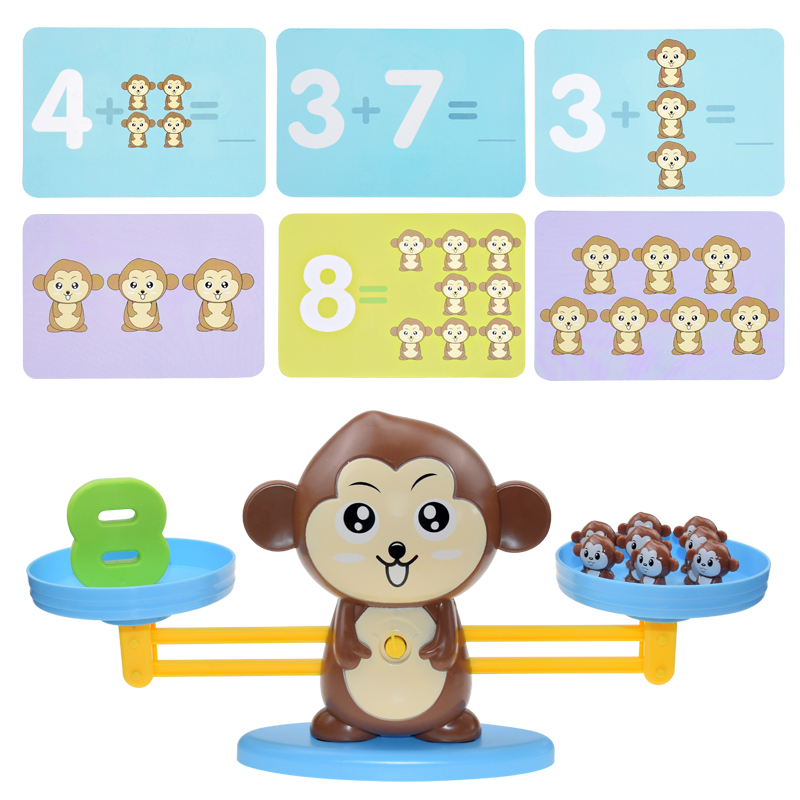 Montessori Math Toy Digital Monkey Balance Scale Educational Math Penguin Balancing Scale Number Board Game Kids Learning Toys