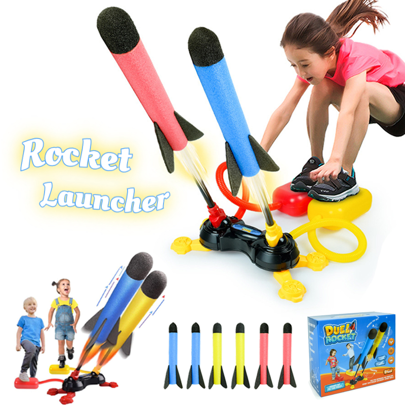 Kid Air Rocket Foot Launcher Toy Eva Foam Cotton Material Soaring Rocket Interaction Jump Sport Outdoor Games Child Play Set Toy